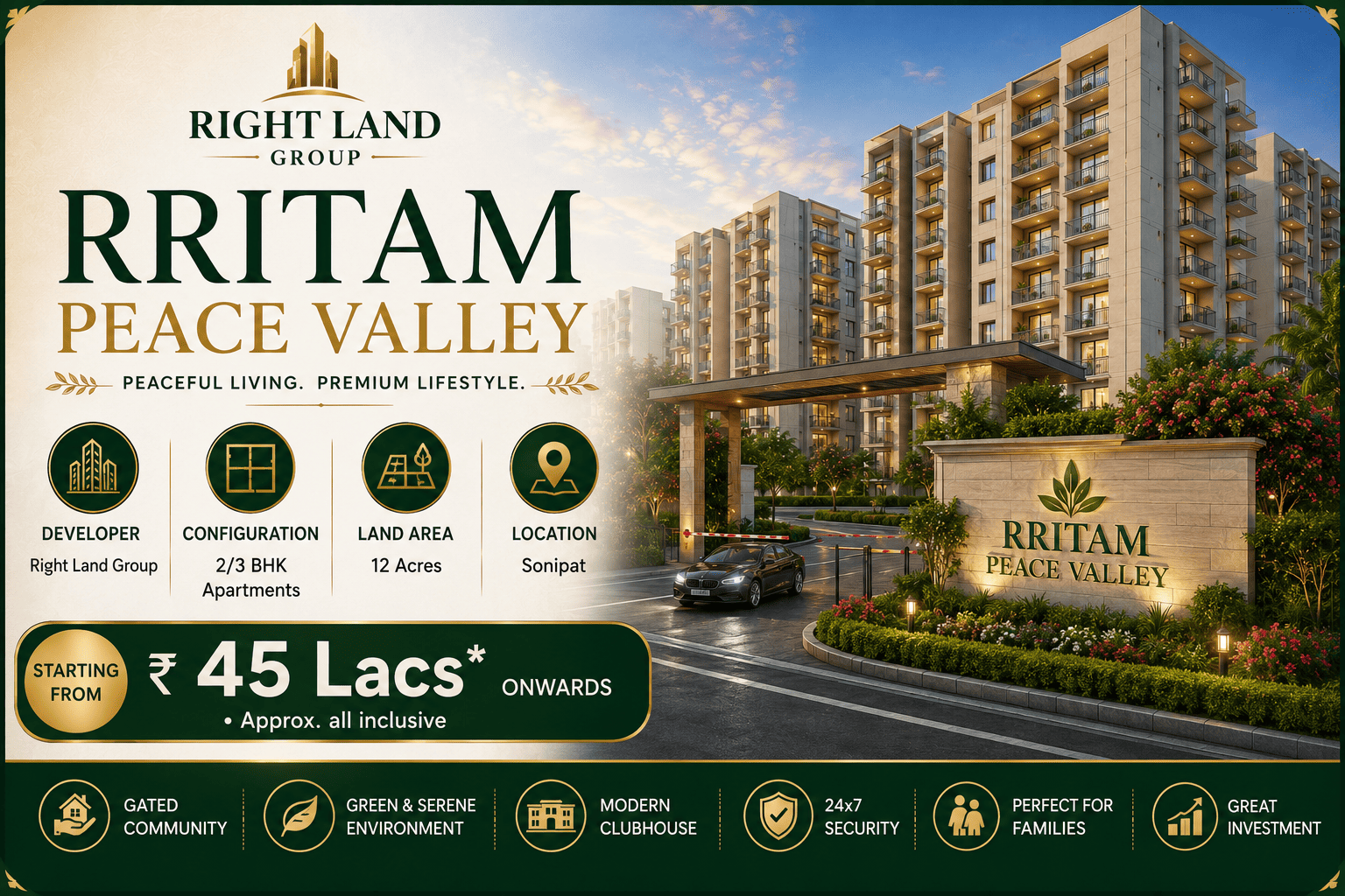 Rritam Peace Valley - 2/3 BHK Apartments in Sector 39 Sonipat